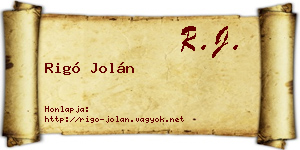 Rigó Jolán névjegykártya